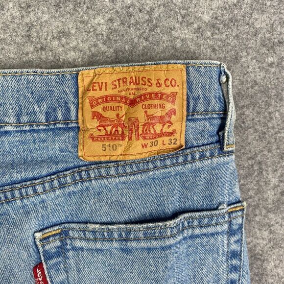 Levis 510 Jeans Mens 30x32 Blue Slim Straight Stretch Light Wash Denim American - Picture 12 of 12